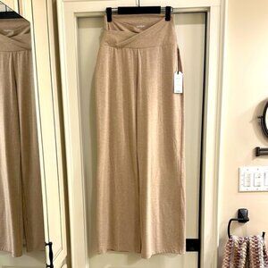 Super High Waisted Cozy Marl Cross Waistband Wide Leg Pant